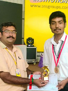 M S Narayanan, BE Computer Science student at SNS College of Engineering - One of the students funded by the foundation obtained the FIRST RANK in his 3rd year final exam.